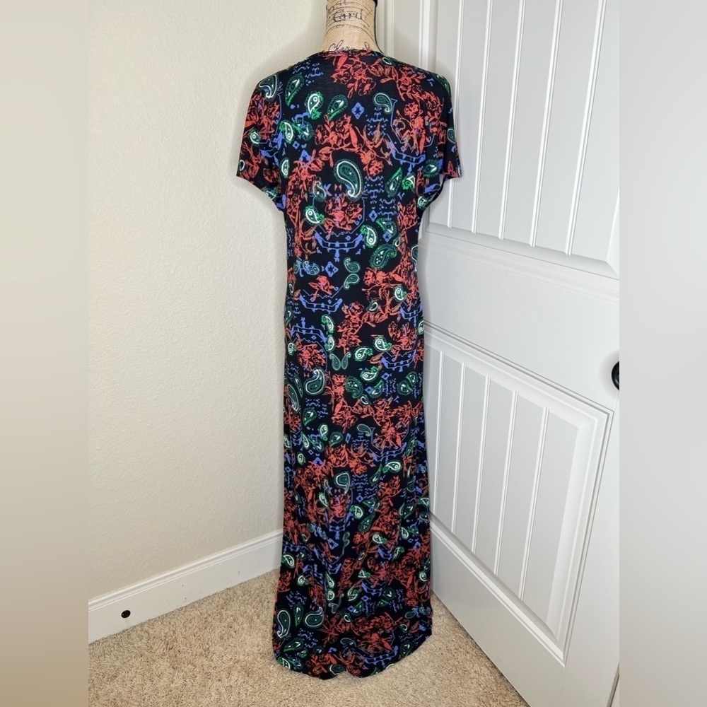 LuLaRoe Discontinued Black with Multicolor Floral Print Ana Dress Size Large - Picture 9 of 9